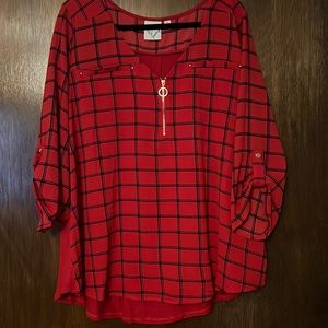 Red and black blouse